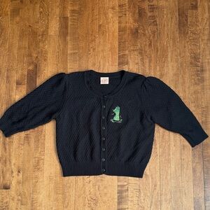 Retro 50s Style Black Cardigan with Creature from the Black Lagoon Patch